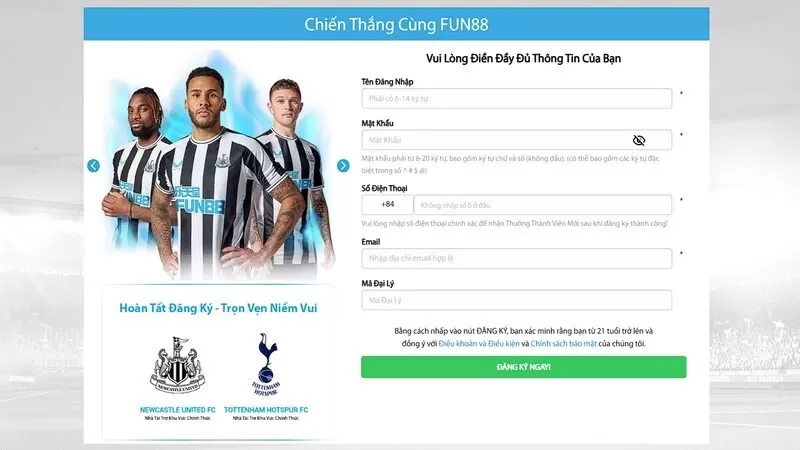Đăng ký tài khoản là bước khởi đầu quan trọng tại Fun88 Đăng ký tài khoản là bước khởi đầu quan trọng tại Fun88