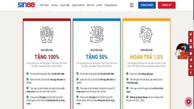 Khuyến mãi Sin88 thưởng 100% tối đa 15 triệu khi thực hiện giao dịch đầu tiên Khuyến mãi Sin88 thưởng 100% tối đa 15 triệu khi thực hiện giao dịch đầu tiên
