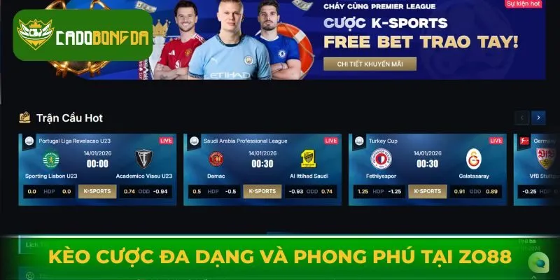 Hệ thống kèo cược đa dạng và phong phú tại Zo88